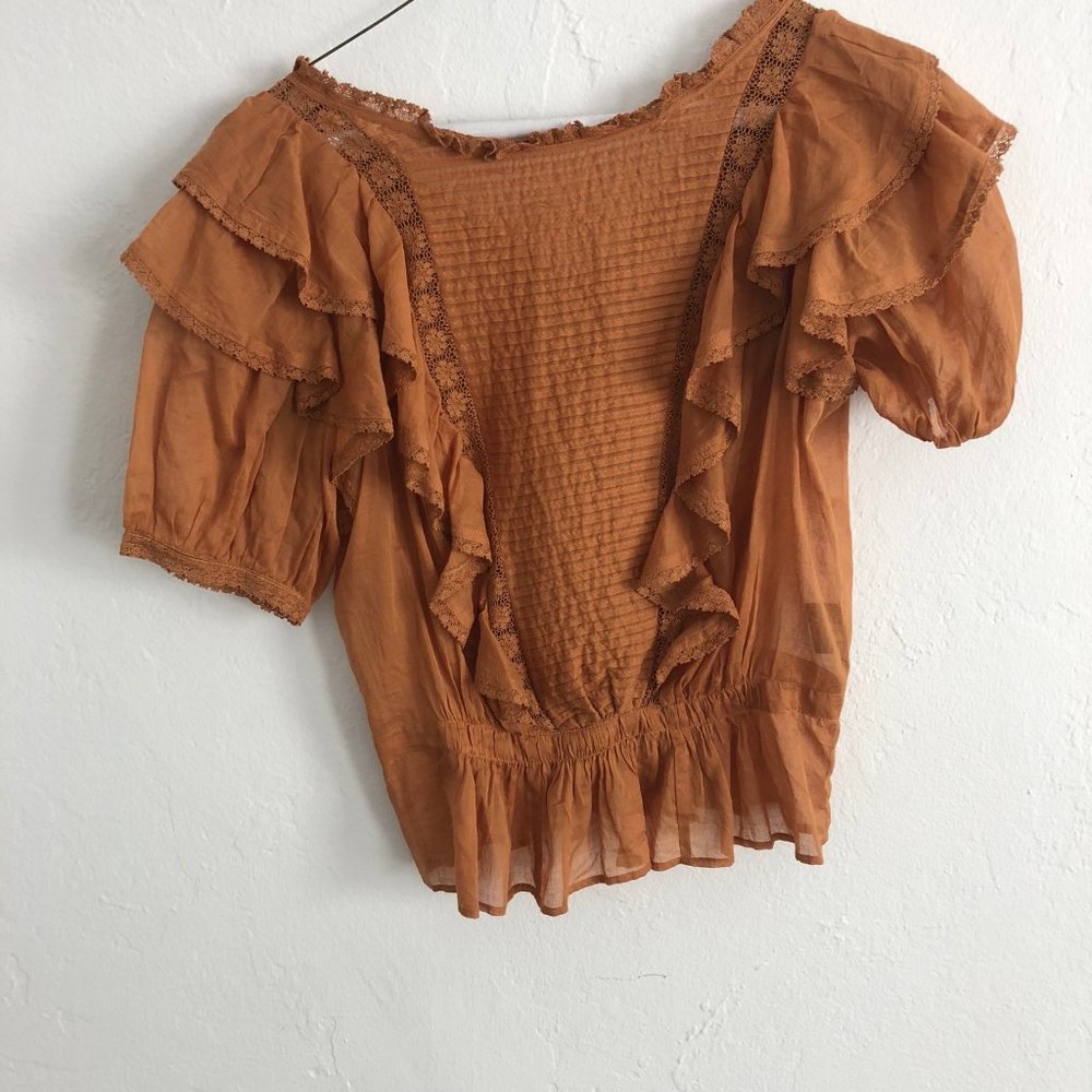 Isabel Marant Étoile Ruffled Blouse in RUST (34) - Picture 2 of 6